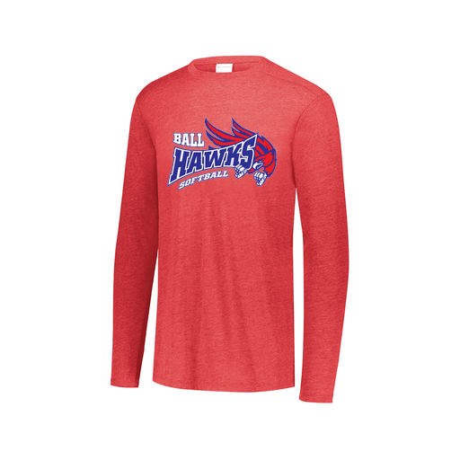 [FTLCUBRD-AXS-LOGO1] Decker Men's Tri-Blend T-Shirt - Long Sleeve (Adult XS, Red, Logo 1)