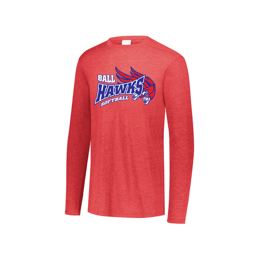 [FTLCUBRD-YS-LOGO1] Decker Youth Tri-Blend T-Shirt - Long Sleeve (Youth S, Red, Logo 1)